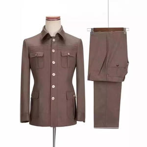 Costume homme tendance XS-5XL, ensemble de costume chinois, costume de plage, mariage, coupe ajustée, blazer, pantalon, 2 pièces, <span class=keywords><strong>veste</strong></span> à manches courtes formelle, <span class=keywords><strong>smoking</strong></span> - Product Image 3