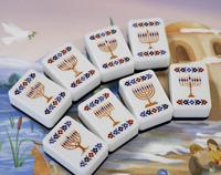 Penjualan Terlaris 160Pcs Ubin Permainan Mahjong Amerika Bertema Yahudi 4 Lapis Akrilik Solid Dua Warna Ubin Joker Tangan Hamsa Kustom