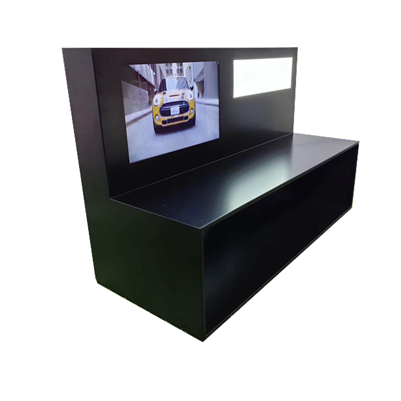 L-shaped Metal Frame Counter Top Display Stand Advertising Screen Custom Logo Designed for Earphone Headphone Retail Displays — view 1