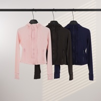 [En stock] Veste courte à capuche en nylon doublée de paillettes pour femmes, respirante, coupe ajustée, pour le yoga, la remise en forme et les sports