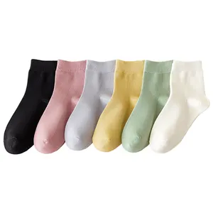 new Autumn Girls Korean Fashion Ins Combed Cotton Cute Candy Color Double Needle Knitted Soft Slouch Tube Socks Women