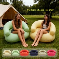 Canapé gonflable en forme de U avec accoudoirs et dossier floqués, siège portable en PVC pour intérieur et extérieur, pour une personne