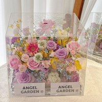 Boîte à fleurs carrée transparente en acrylique pour tulipes, emballage cadeau pour la Saint-Valentin, boîte cadeau pour bouquet