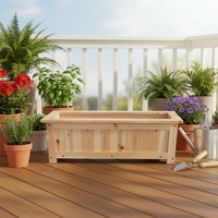 Pot Bunga Kayu Pinus Solid Gaya Rustic Persegi untuk Penggunaan di Taman