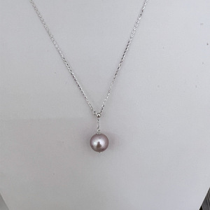 Collar de Plata de Ley S925 con Colgante de Perla de Agua Dulce de Zhuji, 11-13 mm, Casi Impecable, Color Morado con Fuerte Brillo, Accesorio para el Cuello - Product Image 3