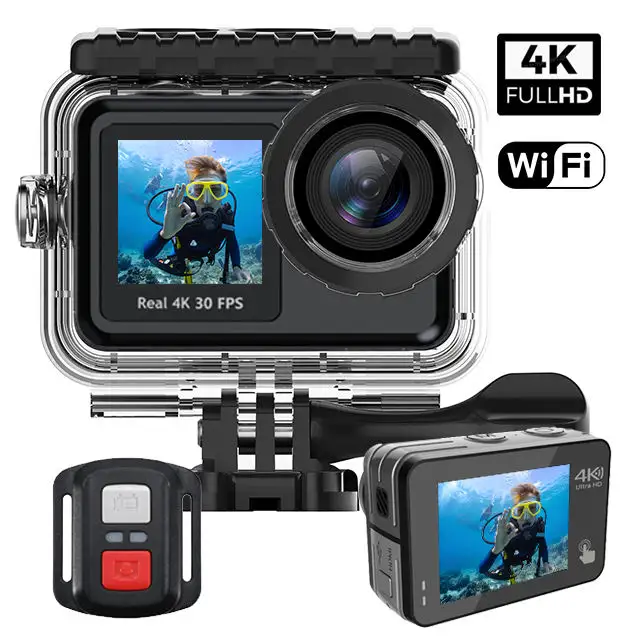 HDKing Waterproof Small 4K 60FPS 720P 240FPS WiFi Dual Screen Mini sport Action Cam Camera