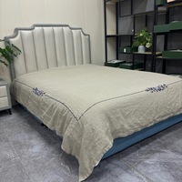 Draps plats brodés en chanvre, motif floral, vente en gros pour hôtels, directement des fabricants