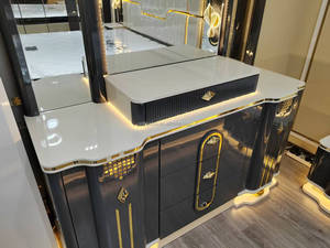 2025 độ bóng cao hoàn thành thanh lịch sang trọng siêu Vua Kích thước 8 cửa tủ quần áo LED thắp sáng nhân đôi đầu giường phòng ngủ bộ đồ nội thất - Product Image 5