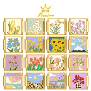 กำไลข้อมือสแตนเลสสตีลลายดอกไม้สไตล์ DIY สีทอง ประดับมุกเทียมคริสเตียน ดีไซน์สดใส ปรับแต่งได้ สร้างสรรค์ ใช้งานได้หลากหลาย - Product Image 1