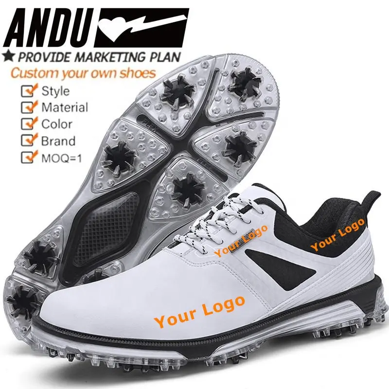 Novos homens Pro Sapato de Golfe Impermeável Spikes Antiderrapante Resistente ao Desgaste Respirável Sapatos Atléticos Personalizado Sapatos de Golfe Profissional