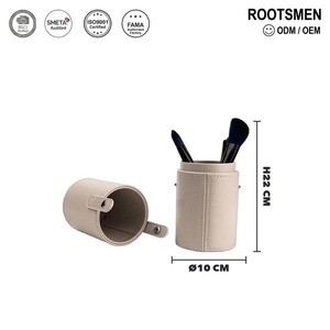 Estuche de almacenamiento de brochas de maquillaje cilíndrico duradero Organizador de viaje de cuero PU de alta calidad para herramientas de belleza - Product Image 1