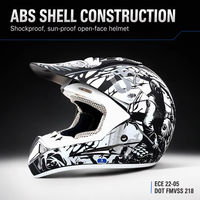 Casque de protection Motocross Noir Open Face Moto Crash Casque Moto Moto Casque