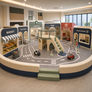 Petit équipement de jeux d'intérieur avec des décorations forestières, des magasins et des comptoirs de marché <span class=keywords><strong>pour</strong></span> centre de jeux <span class=keywords><strong>pour</strong></span> enfants FEC - Product Image 1