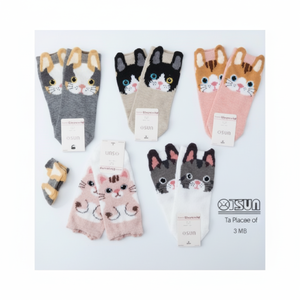 Cartone animato donna calze da barca 10 stili in una scatola ricamata con stampa animalier leggera traspirante lunghezza alla caviglia con Logo Design - Product Image 1