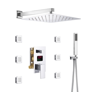 Rubinetto per doccia termostatico a pioggia per bagno Display digitale Set doccia con corpo Jet <span class=keywords><strong>3</strong></span> funzioni valvola di bilanciamento nuovo - Product Image 5