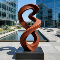 Sculpture en acier corten de style zen moderne sur mesure, sculpture en acier corten en forme de spirale infinie
