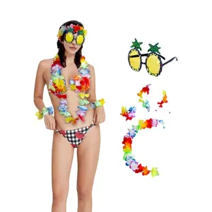 Óculos de sol com abacaxi divertido, colorido, wreath, decoração da praia, férias tropicais, adereços para festas, aniversário, casamento