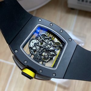 Nouvelle montre squelette de luxe pour homme 2026 en fibre de carbone NTPT, style tonneau, avec bracelet en caoutchouc noir - Product Image 3