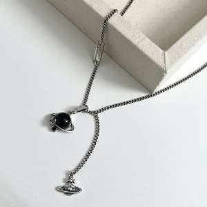 Collar Kaiming S925 de Plata de Ley con Diseño de Planeta Espacial Negro, Cadena de Constelación para Uso Diario, Cadena para Clavícula, Diseño Simple y Elegante - Product Image 4