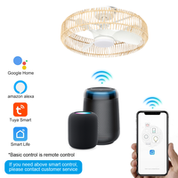 # Ventilateur de plafond LED rustique 20 pouces avec abat-jour tressé et télécommande, modèle 3465 OEM d'usine, pour chambre et salon