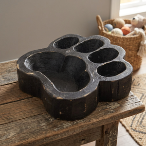 Portavelas de Madera Hecho a Mano con Forma de Pata de Perro, Cuenco de Madera de Alta Calidad con Forma de Corazón, Decoración para el Hogar para Fiestas de Pascua y Navidad HNH - Product Image 1