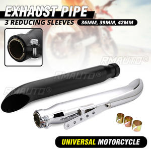 Tubo de Escape Universal para Motocicleta de 20 Pulgadas, Punta de Escape Estilo Cafe Racer, Tubo de Escape Cromado Negro/Plateado, Sistemas de Escape para Honda/Yamaha - Product Image 1