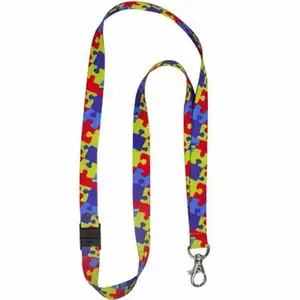 Cordão de autismo personalizado, cordão com impressão de subolmação, quebra-cabeça com suporte para cartão de identificação