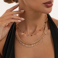 Colliers superposés bohèmes en verre goutte d'eau avec pampilles pour femmes, élégants, pour soirée, colliers ras-du-cou empilables, accessoires de bijoux, cadeaux