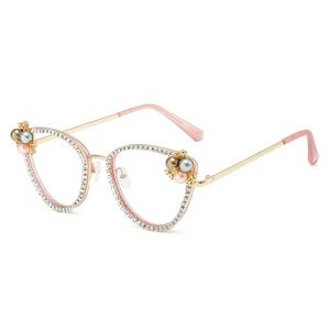 Lunettes de soleil optiques Vintage Sexy Ladies Cat Eye Anti Blue Light 2024 femmes <span class=keywords><strong>Chici</strong></span> luxe diamant perle Design ordinateur lunettes - Product Image 6