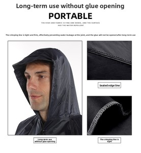 BOFA EVA Chubasquero impermeable reutilizable XL Tamaño Chaqueta de equipo de lluvia de emergencia con capucha para adultos para niños y niñas para senderismo - Product Image 3