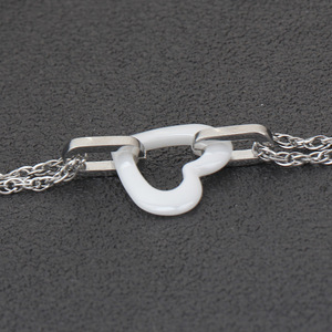 Pulsera de Doble Cadena de Cerámica con Forma de Corazón Blanco, Acero Inoxidable, Joyería Unisex para Regalo - Product Image 2