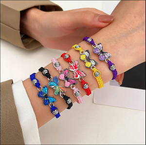 Go2boho verstellbarer Knoten Schmetterling Armband Hand gewebte Schleife Hot Sale Emaille Farbe Geschenk für Frauen Paare Freunde - Product Image 3