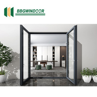 Lukliving cloison de pièce personnalisée porte en verre cadre en aluminium personnalisé ouverture vers l'intérieur portes battantes