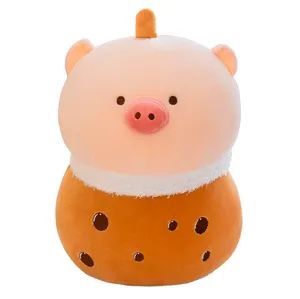 Adorable cochon lait tasse à thé animal en peluche peluche mignon poupée animal lit avec oreiller assorti