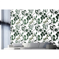 Papier peint à motif de feuilles, papier peint vert à motifs de branches, revêtement décoratif d'intérieur pour le salon, fond de canapé