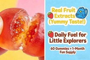 Gomitas Multivitamínicas Veganas Personalizadas para Niños y Adolescentes, Omega, DHA, Enfoque Cerebral, Vitamina C, Inmunidad, Sabor Natural a Fresa (OEM/ODM) - Product Image 3