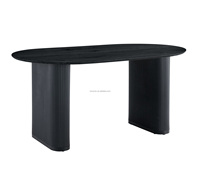 Ensemble de table à manger en MDF fixe pour 4 Europe Table à manger design Base en métal noir Assemblé Petite table à manger extensible