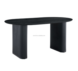 Tavolo da pranzo fisso in MDF per 4 euro tavolo da pranzo di design nero Base in metallo assemblato piccolo tavolo da pranzo allungabile - Product Image 2