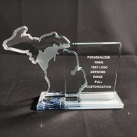 Neelpure 186718 Placa de Cristal Personalizada con Impresión UV en Forma de Mapa, Totalmente Personalizable, para Recuerdo Corporativo
