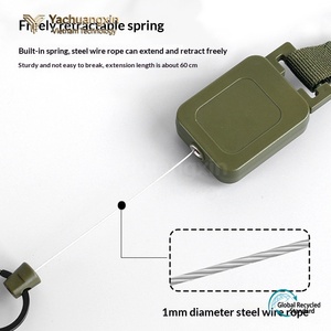 Tactical Retractable Key Holder with Carabiner <b>Hook</b> Green Plastic Bag Accessory for Outdoor EDC - Product Image 5
