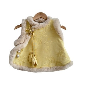 Tongxingyuan Girls Chinese Style Fleece Lined Vest Jacquard Embroidered Tang Suit New Year Outfit - Product Image 5