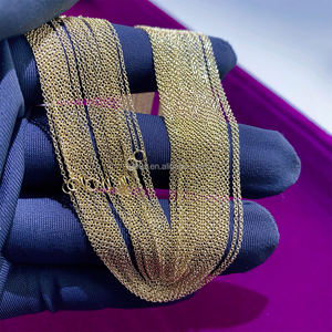 Collar de cadena redondo de oro amarillo de <span class=keywords><strong>14K</strong></span> para hombre y mujer, cadena de oro de 14 quilates, novedad, diseño Simple, venta al por mayor - Product Image 3