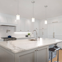 Lámpara Colgante Moderna ETL de Níquel Cepillado Ajustable con Doble Cristal, Mini Lámpara Colgante para Mesa de Comedor, Isla de Cocina, Barra