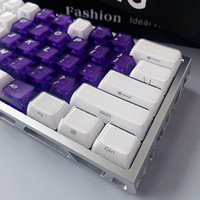Ensemble de touches de clavier personnalisées 136 touches en cristal gravées sur le côté, transparentes, dégradé violet et blanc pour clavier mécanique de jeu MX