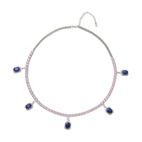 Bling hip hop bijoux chaîne en cristal zircon avec pendentif en verre rectangle tour de cou pour femmes