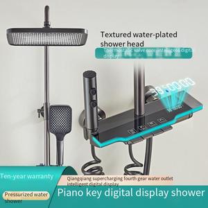 Tất cả các đồng hiển thị kỹ thuật số bầu không khí đèn súng màu xám Vòi hoa sen thiết lập với nước-mạ chải thép không gỉ nhà tắm - Product Image 5