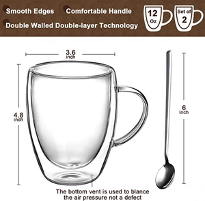 Offre Spéciale : Tasses à café isothermes en verre à double paroi avec poignée, couvercles en bambou, résistantes à la chaleur, et tasses à thé avec soucoupes pour expresso - Product Image 2