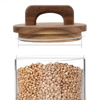 Couvercle en bois moderne à succès avec joint en silicone, polyvalent et écologique pour bocaux (farine, céréales, grains de café)