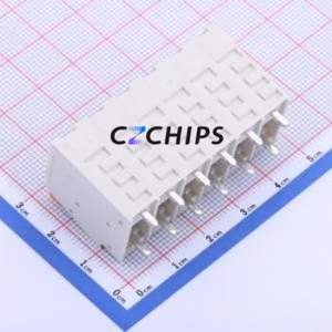 JL206-75006W01 Spring Terminal Block Bent Lead Through Hole,P=7.5mm Connector 1x6P 7.5mm White Right Angle Insert - Product Image 2