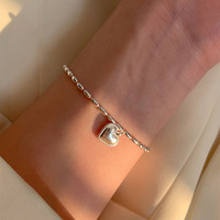 Bracelet Cœur Bowei en Argent Sterling 925, Chaîne Olive, Style Minimaliste Instagram, Bijou à Petites Perles